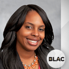 Sharena Denard headshot with BLAC logo