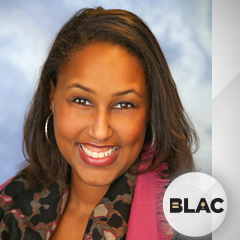 Sarah Bryant headshot with BLAC logo