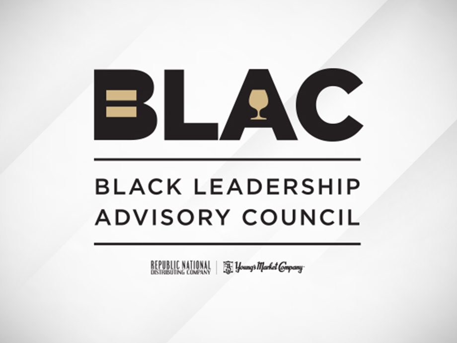 BLAC Black Leadership Advisory Council logo on white and black streaked background