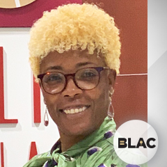 Yolanda Dixon headshot with BLAC logo